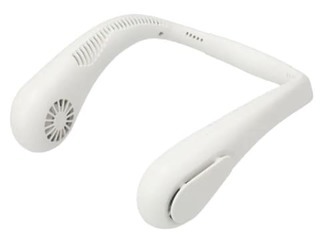 髪が絡みづらいハンズフリーネックファン HF370NI_WH